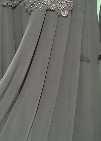 lila Uzun Kollu Nakışlı Kadın abiye - Görsel 8