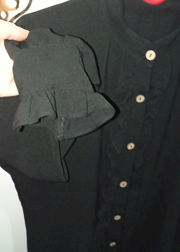 Düğmeli Siyah Midi Keten Tunik - Görsel 4