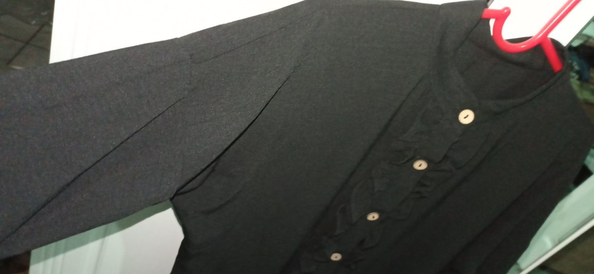 Düğmeli Siyah Midi Keten Tunik - Görsel 3