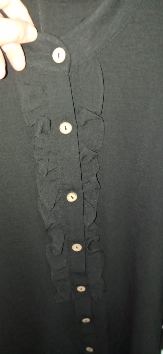 Düğmeli Siyah Midi Keten Tunik - Görsel 2