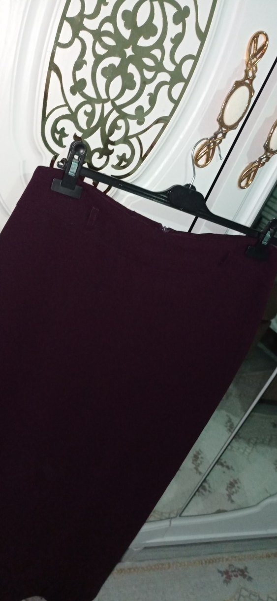 mor Uzun Drapeli Kadın Etek - Görsel 3