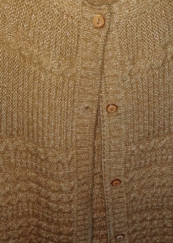 Kahverengi Parlak Örgü Kolsuz Kadın Hırka - Görsel 3