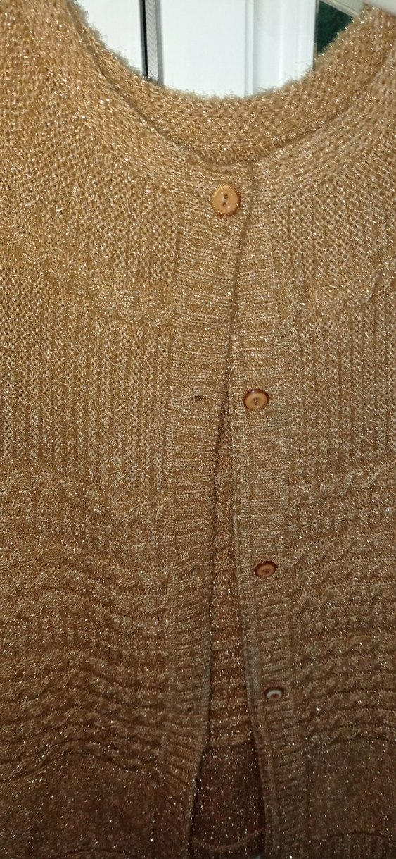 Kahverengi Parlak Örgü Kolsuz Kadın Hırka - Görsel 3