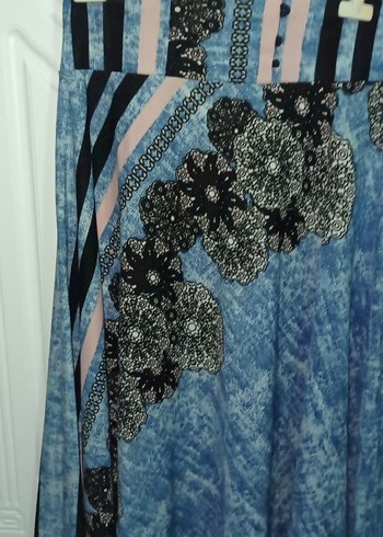 Desenli Mavi Bohem Uzun Etek - Görsel 2