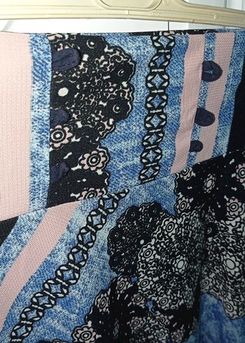 Desenli Mavi Bohem Uzun Etek - Görsel 4