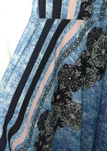 Desenli Mavi Bohem Uzun Etek - Görsel 3