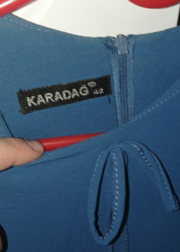 Uzun Kollu Mavi Volanlı Bohem Elbise - Görsel 4