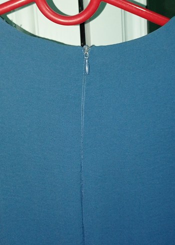 Uzun Kollu Mavi Volanlı Bohem Elbise - Görsel 5