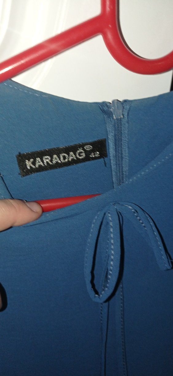 Uzun Kollu Mavi Volanlı Bohem Elbise - Görsel 4