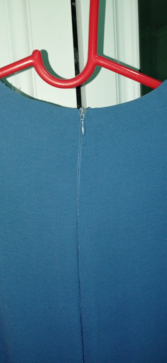 Uzun Kollu Mavi Volanlı Bohem Elbise - Görsel 5