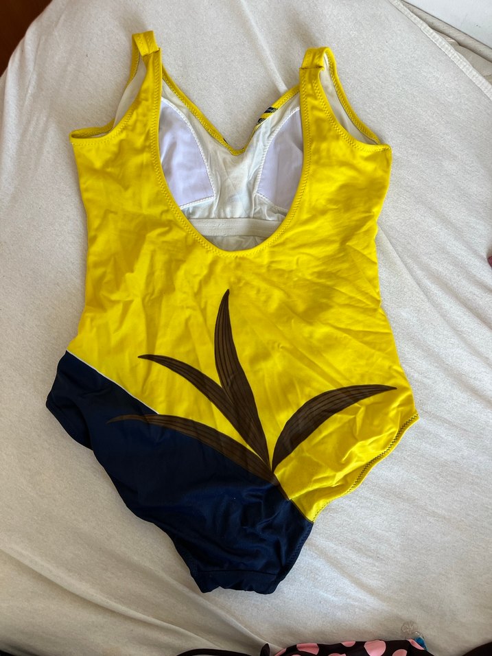 Sarı Baskılı Drapeli Kadın Mayo - Görsel 2