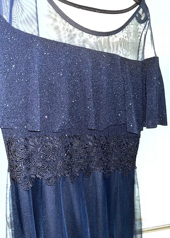 Uzun lacivert Gotik Straplez Elbise - Görsel 4