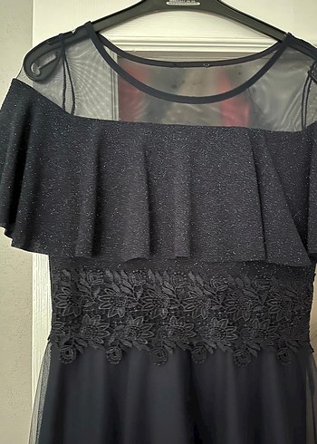 Uzun lacivert Gotik Straplez Elbise - Görsel 3