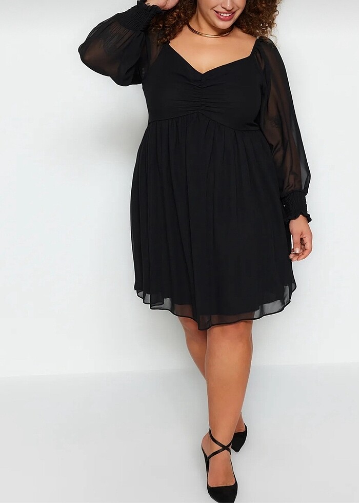 Siyah curve mini elbise - Görsel 2