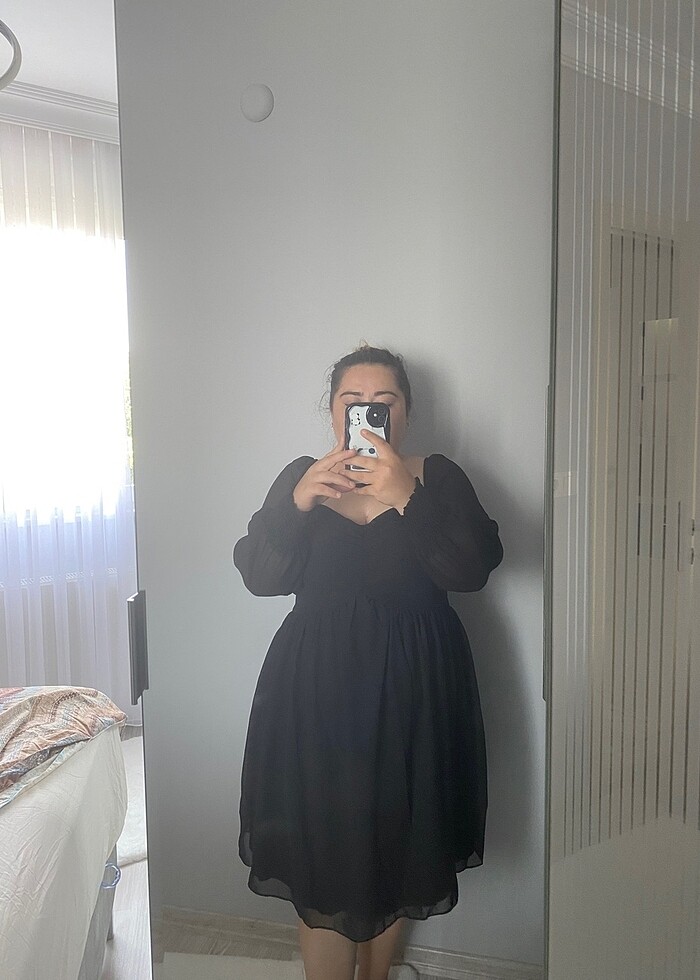 Siyah curve mini elbise - Görsel 4