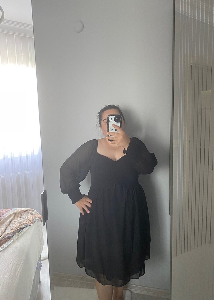 Siyah curve mini elbise - Görsel 5