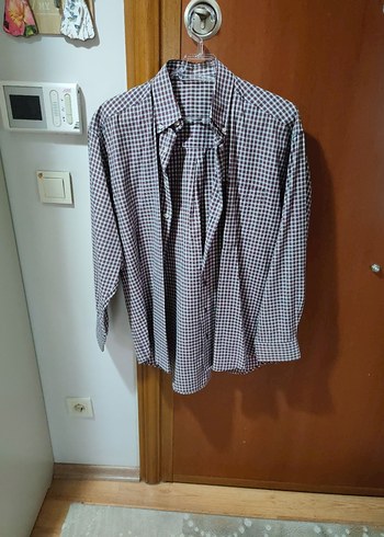 Bordo Gri Ekoseli Erkek Gömlek L beden - Görsel 4