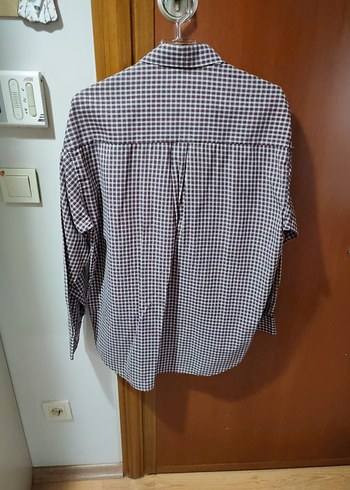 Bordo Gri Ekoseli Erkek Gömlek L beden - Görsel 5