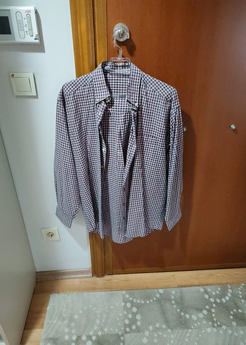 Bordo Gri Ekoseli Erkek Gömlek L beden - Görsel 6