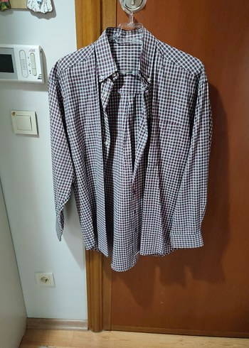 Bordo Gri Ekoseli Erkek Gömlek L beden - Görsel 3