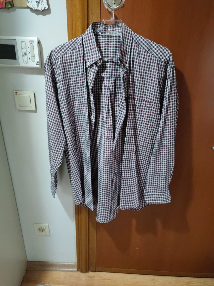 Bordo Gri Ekoseli Erkek Gömlek L beden - Görsel 3