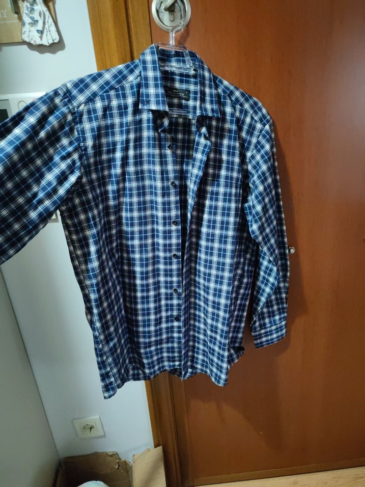 Mavi Kareli Erkek Gömlek L beden - Görsel 5