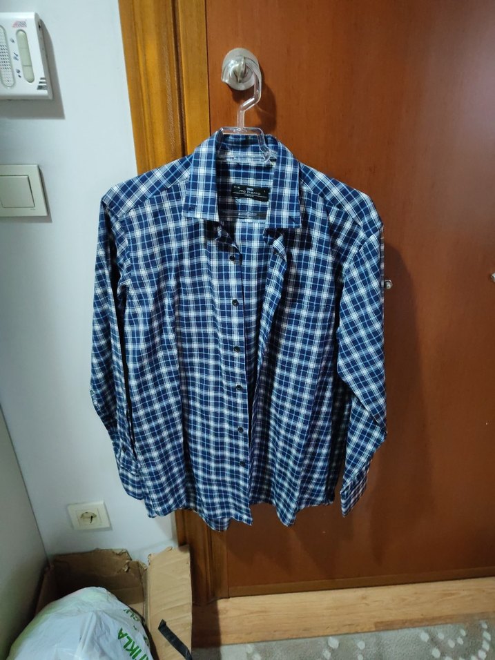 Mavi Kareli Erkek Gömlek L beden - Görsel 3