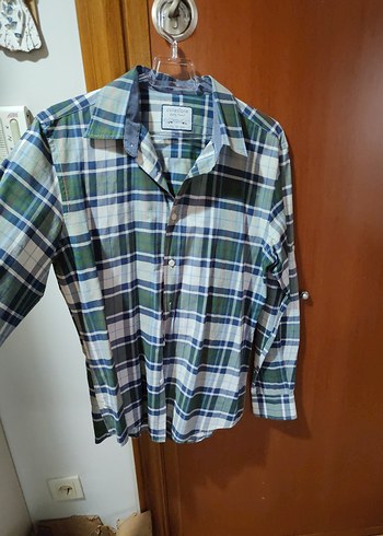 Erkek Yeşil Kareli Uzun Kollu Gömlek Collezione marka m beden - Görsel 4