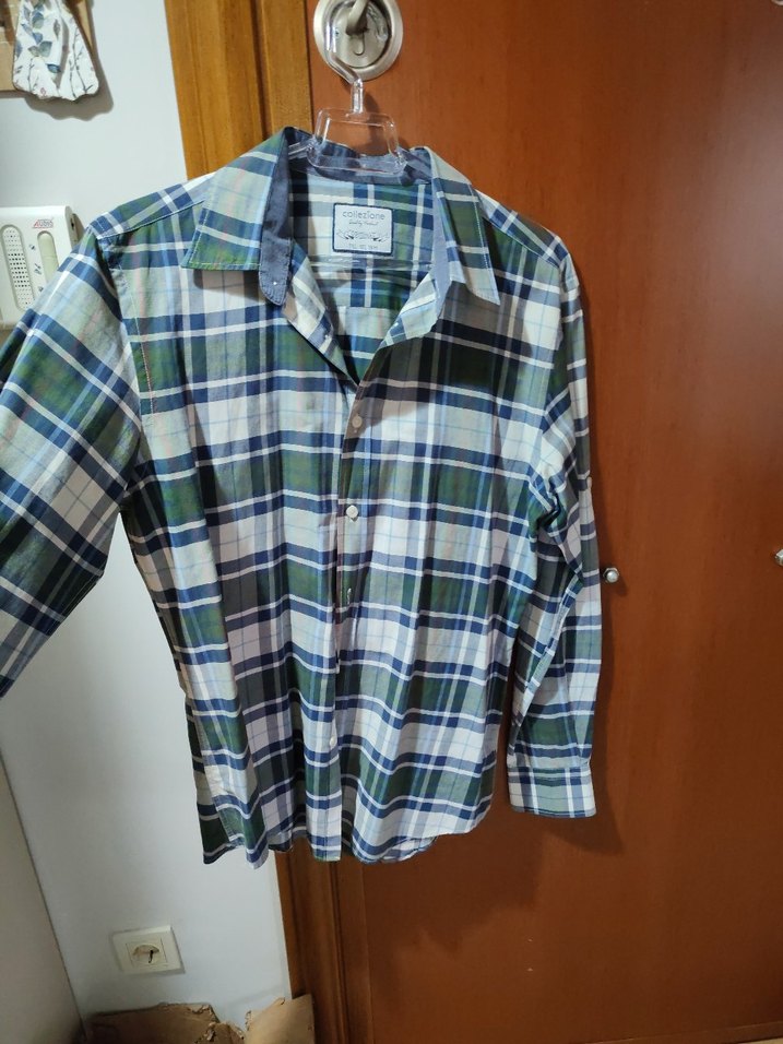 Erkek Yeşil Kareli Uzun Kollu Gömlek Collezione marka m beden - Görsel 4