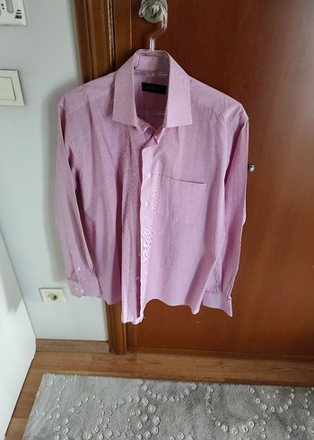 Pembe L beden Erkek Gömlek, Uzun Kollu, Regular Fit - Görsel 5