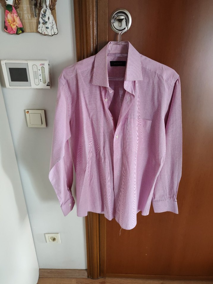 Pembe L beden Erkek Gömlek, Uzun Kollu, Regular Fit - Görsel 3