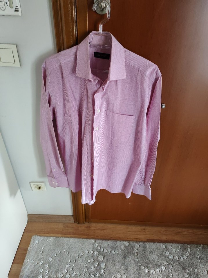 Pembe L beden Erkek Gömlek, Uzun Kollu, Regular Fit - Görsel 5