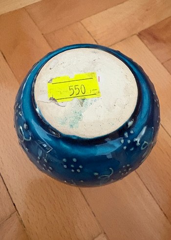 Koyu Mavi Desenli Seramik Vazo - Görsel 5