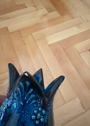 Koyu Mavi Desenli Seramik Vazo - Görsel 6