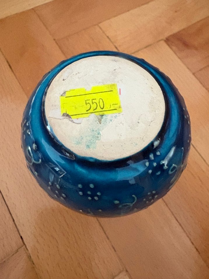 Koyu Mavi Desenli Seramik Vazo - Görsel 5