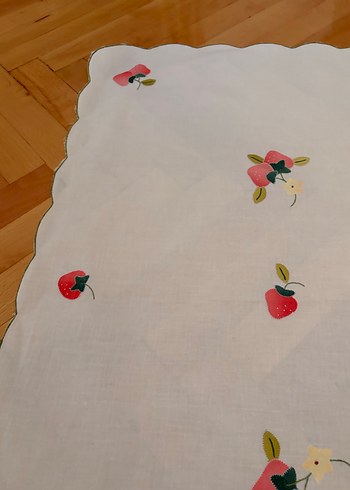 Aplike nakışlı80cm 80 cm kare dört peçeteli örtü - Görsel 6