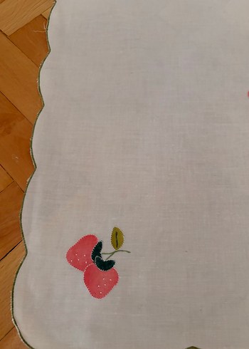 Aplike nakışlı80cm 80 cm kare dört peçeteli örtü - Görsel 3