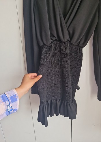 Trendyol & Milla Kadın Siyah Mini V Yaka Triko Elbise