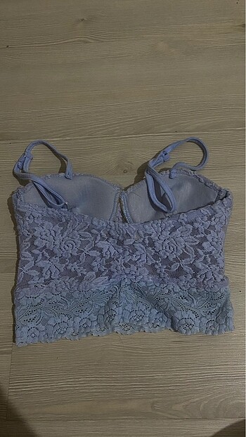 Bershka Mavi dantelli bralet crop