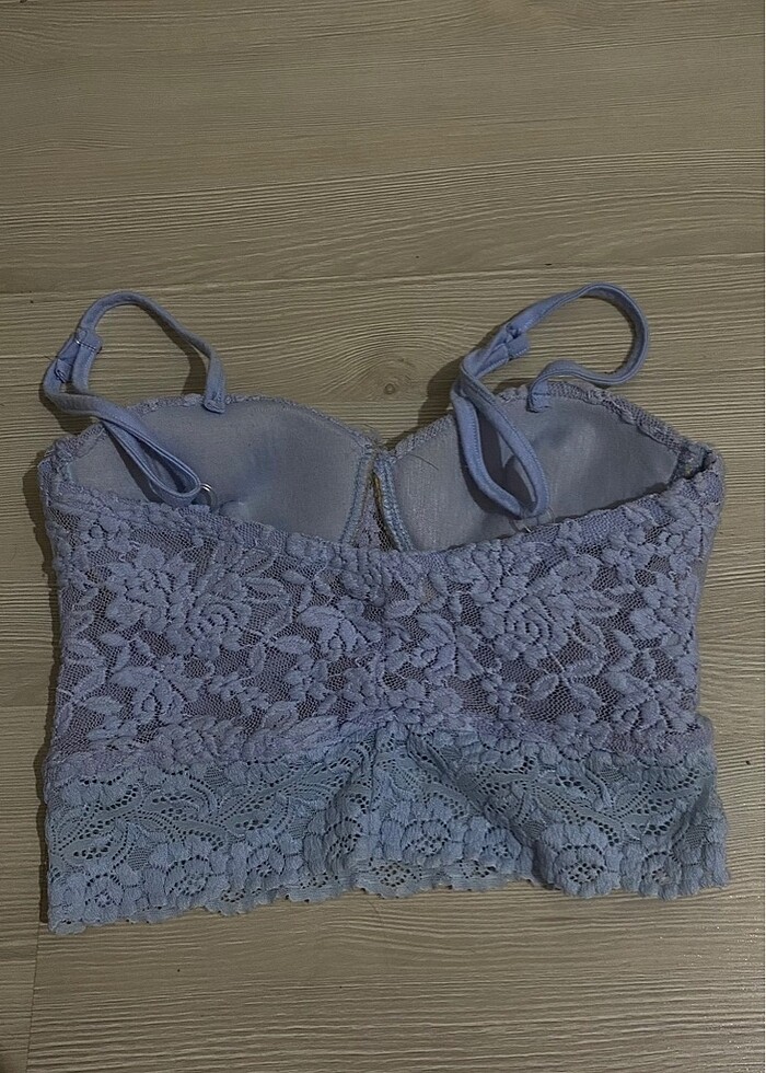 Mavi dantelli bralet crop - Görsel 2