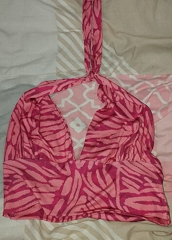 xl Beden boyundan bağlamalı crop üst