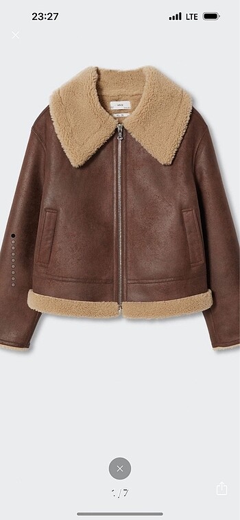 l Beden kahverengi Renk Mango biker ceket