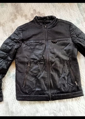 Siyah Fermuarlı Erkek Deri Biker Ceket