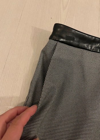 38 Beden Gri Midi Kalem Etek, Kemer Detaylı