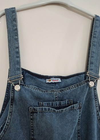 Kadın Mavi Denim Uzun Salopet - Görsel 3