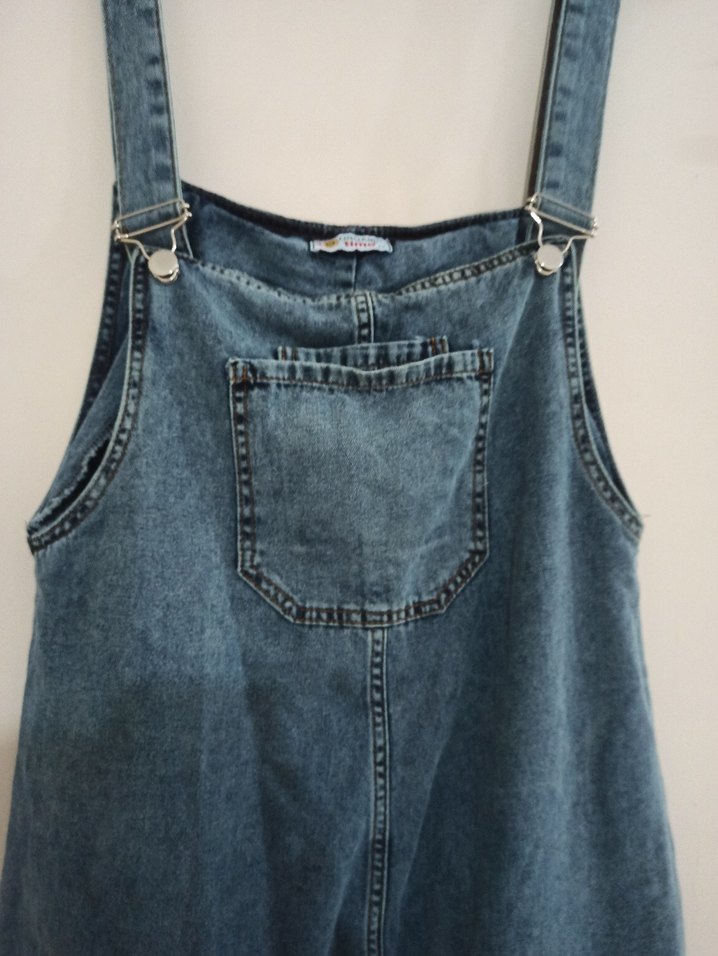 Kadın Mavi Denim Uzun Salopet - Görsel 2