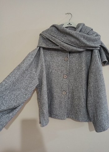 Gri Düğmeli Midi Yün Kadın Kaban - Görsel 4