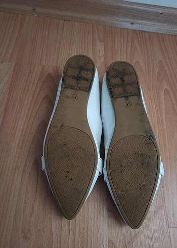 Beyaz Tokalı Kadın Blok Topuklu Babet - Görsel 4