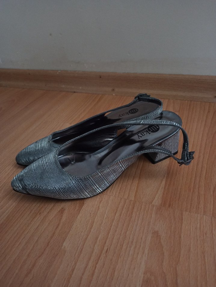 Gri Yılan Desenli Stiletto Topuklu Kadın Ayakkabı - Görsel 2