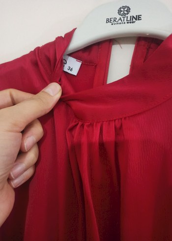 Bordo Uzun Kollu Drape Detaylı Uzun Elbise - Görsel 5